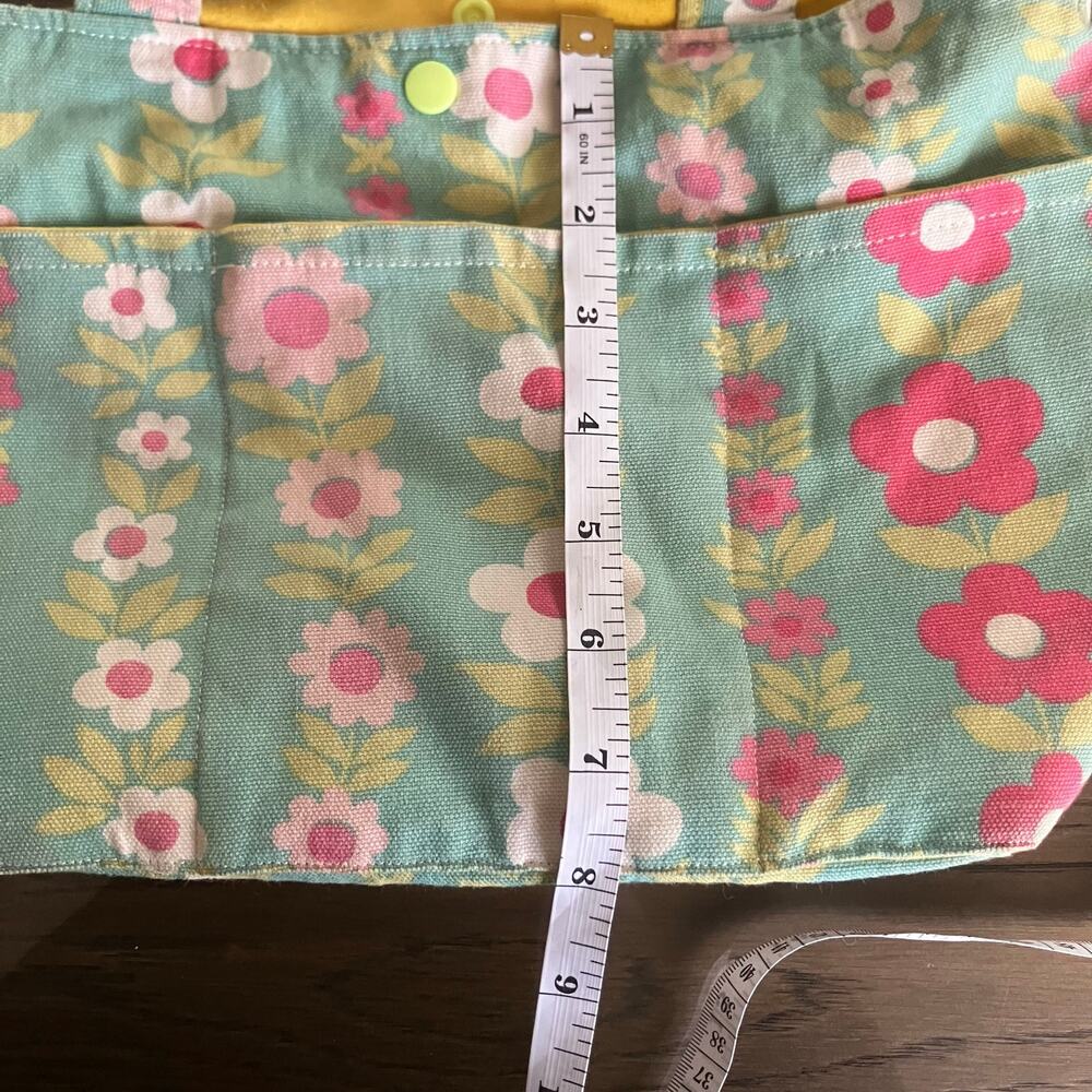 Handmade Floral Cottagecore Tote Bag Crossbody Purse Teal Pink Canvas Cute - Picture 14 of 16
